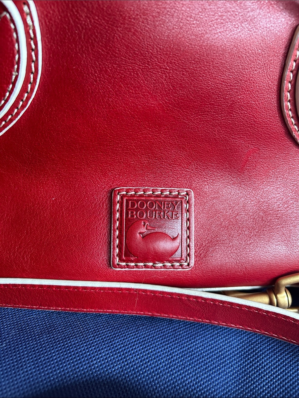 Dooney & Bourke Red Leather Satchel with Gold Hardware - Picture 4 of 11